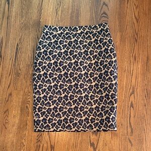 Navy and Brown Patterned Pencil Skirt